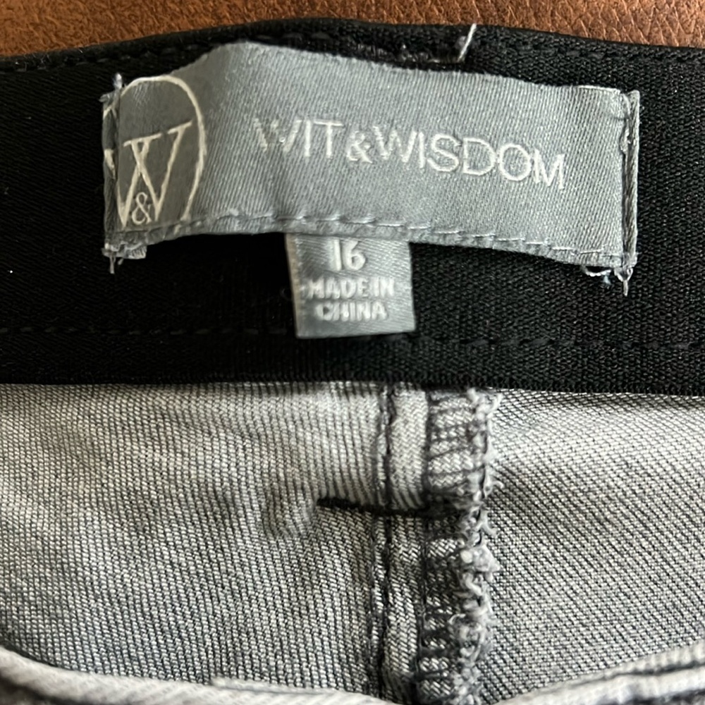 🕶️Wit&Wisdom Ab Soultion High Rise Slim Straight Denim 16 Tuxedo Grey Jeans - Picture 6 of 6